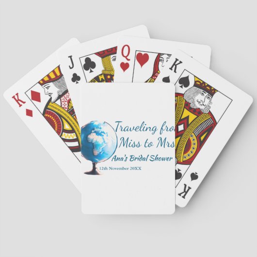 Reis bruidsfeest voeg naam datum toe van juffrouw pokerkaarten (Achterkant)