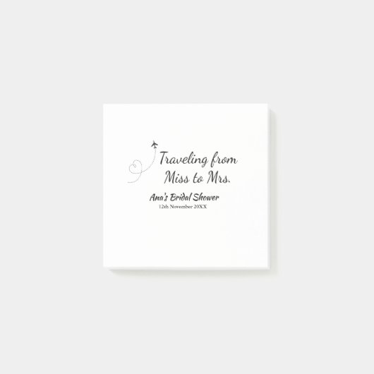 Reis bruidsfeest voeg naam datum toe van juffrouw post-it® notes (Voorkant)