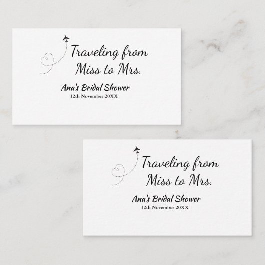 Reis bruidsfeest voeg naam datum toe van juffrouw  visitekaartje (Voorkant / Achterkant)