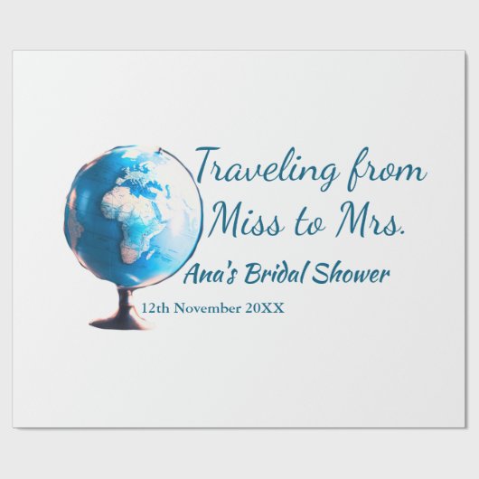 Reis bruidsfeest voeg naam datum toe van mevrouw cadeaupapier (Vlak)