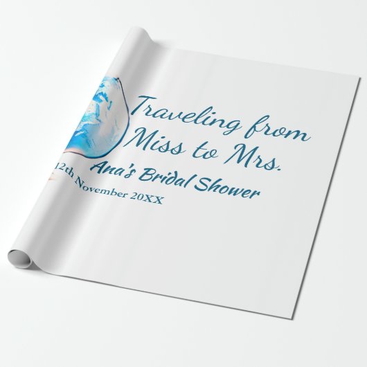 Reis bruidsfeest voeg naam datum toe van mevrouw cadeaupapier (Uitgerold)