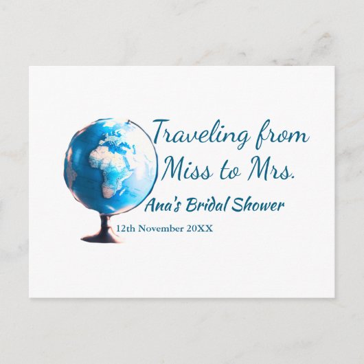 Reis bruidsfeest voeg naam datum toe van Miss tot  Briefkaart (Voorkant)