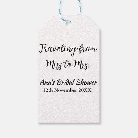 Reis bruidsfeest voeg naam datum toe van Miss tot Cadeaulabel (Voorkant)