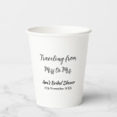 Reis bruidsfeest voeg naam datum toe van Miss tot  Papieren Bekers (Achterkant)