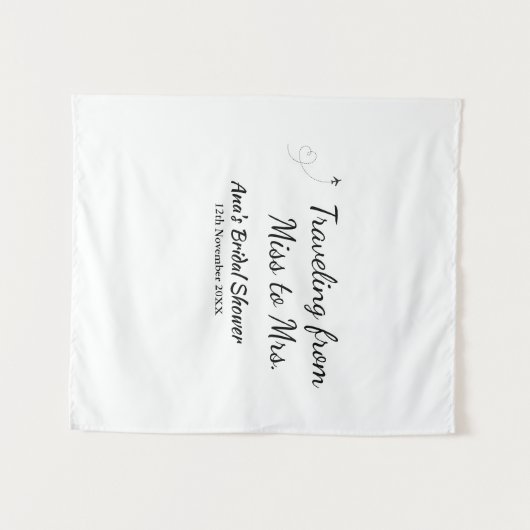 Reis bruidsfeest voeg naam datum toe van Miss tot  Wandkleed (Voorkant (horizontaal))