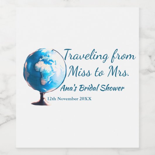 Reis bruidsfeest voeg naam datum toe van Miss tot Wijn Etiket (Enkel label)