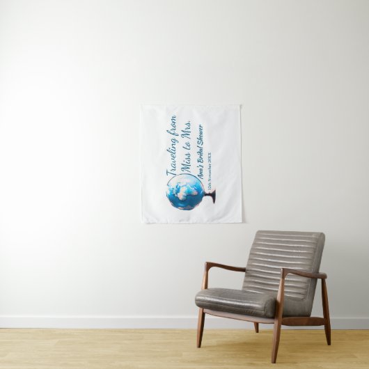 Reis bruidsuitnodiging voeg naam datum toe van Mis Wandkleed (In situ)