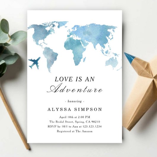 Reis Bruiloft Love Is An Adventure Kaart