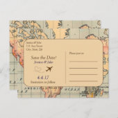 , Reis Bruiloft Save the Date Briefkaart (Voorkant / Achterkant)