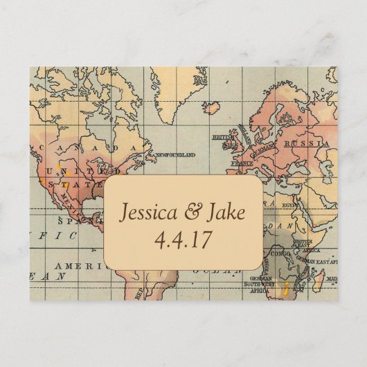 , Reis Bruiloft Save the Date Briefkaart (Achterkant)