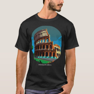Reis, Coliseum, Rome, aangepaste tekst, retro 8-bi T-shirt