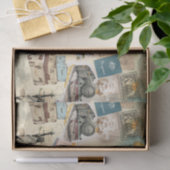 Reis collage in vintage stijl tissuepapier (Geschenk)