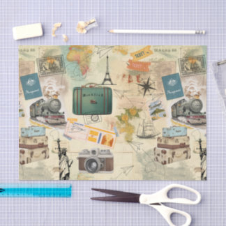 Reis collage in vintage stijl tissuepapier