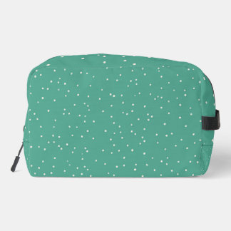 Reis cosmetic tas, groen met kleine witte stippen toilettasje