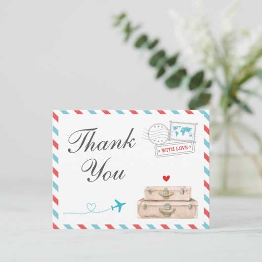 Reis Dank u kaart, Vliegtuig Vliegtuig Huwelijk Briefkaart (Staand voorkant)