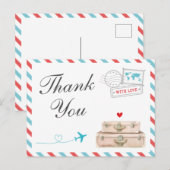 Reis Dank u kaart, Vliegtuig Vliegtuig Huwelijk Briefkaart (Voorkant / Achterkant)