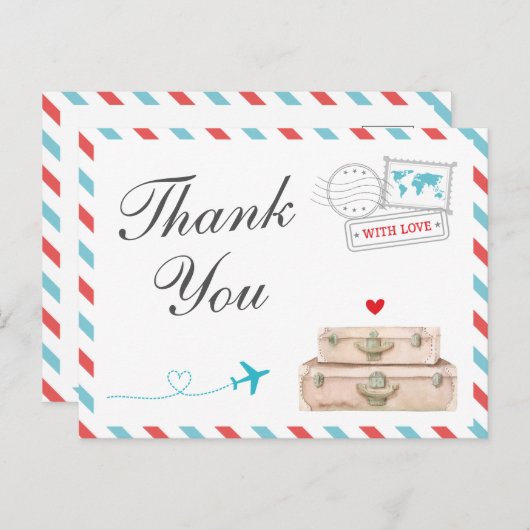 Reis Dank u kaart, Vliegtuig Vliegtuig Huwelijk Briefkaart (Voorkant / Achterkant)