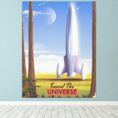 Reis de Universe retro ruimtekunst. Canvas Afdruk (Insitu (Houten vloer))