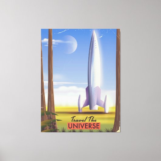 Reis de Universe retro ruimtekunst. Canvas Afdruk (Voorkant)