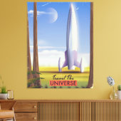 Reis de Universe retro ruimtekunst. Canvas Afdruk (Insitu (Woonkamer))