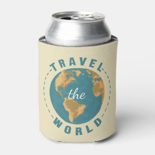 Reis de wereld Aarde Vakantie Kaart Retro Wereldbo Blikjeskoeler