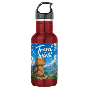Reis de Wereld Anime Capybara Avontuur Design Waterfles