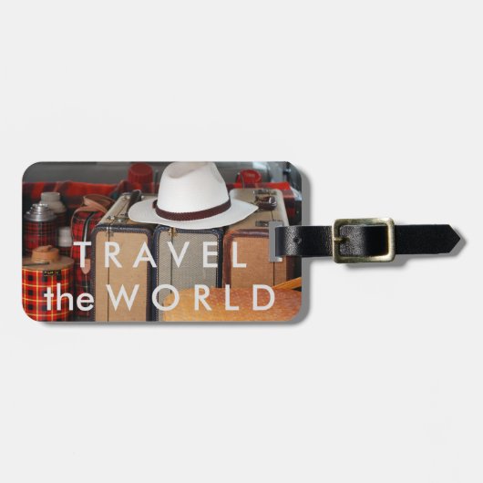 Reis de wereld - Bagagelabel met oude stijl (Voorkant horizontaal)