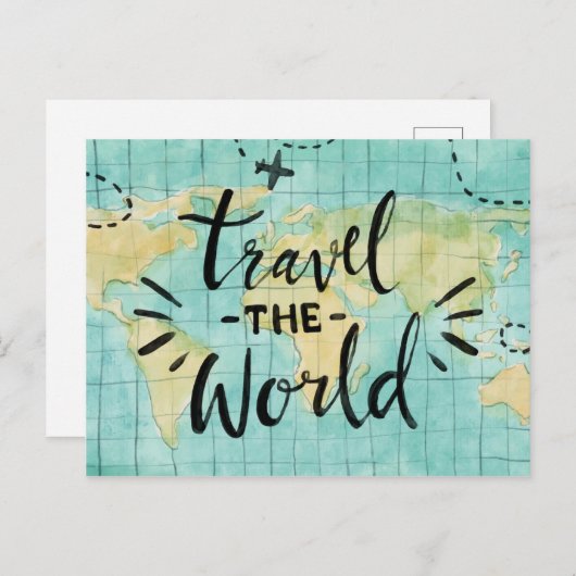 Reis de wereld briefkaart (Voorkant / Achterkant)