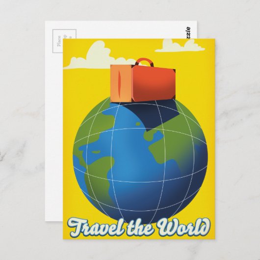 Reis de wereld briefkaart (Voorkant / Achterkant)