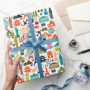 Reis de wereld cadeaupapier