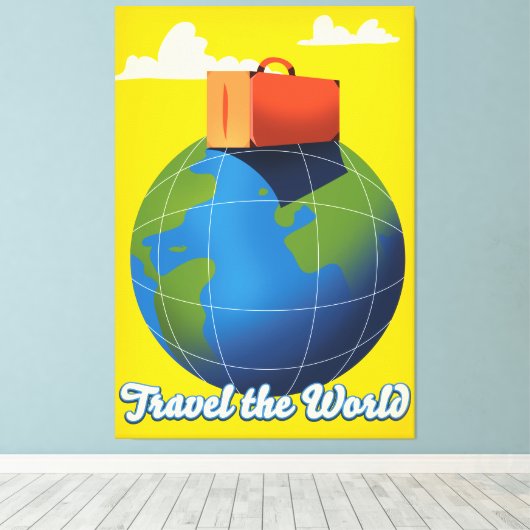 Reis de wereld canvas afdruk (Insitu (Houten vloer))