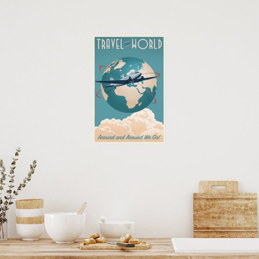 Reis de wereld - in  stijl poster (Keuken)