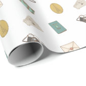 Reis de wereld paspoort camera tickets bagage cadeaupapier (Rol Hoek)