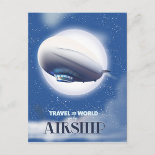 Reis de Wereld rond per Luchtvaartuig Briefkaart