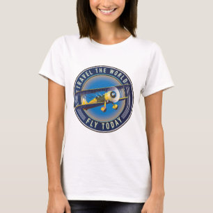 Reis de Wereld Rond Vlieg Vandaag reis patch T-shirt