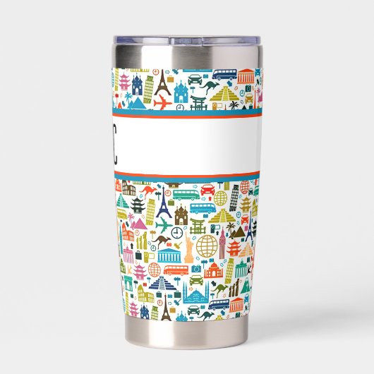 Reis de wereld thema monogram geïsoleerde drinkbeker (Achterkant)