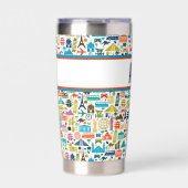 Reis de wereld thema monogram geïsoleerde drinkbeker (Voorkant)