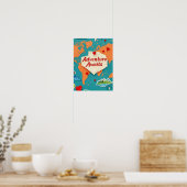 Reis de wereldkaart af met hartspeldjes poster (Keuken)
