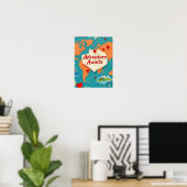 Reis de wereldkaart af met hartspeldjes poster (Thuiskantoor)