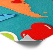 Reis de wereldkaart rond met hartspelden poster (Hoek)