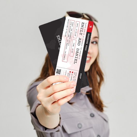 Reis de World Destination Boarding Pass Bruiloft Kaart