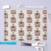 Reis Decoupage met Roze Bloemen in Bourgondiër Kle Tissuepapier (Craft)