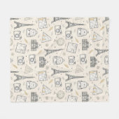 Reis Doodle Naadloos Patroon Fleece Deken (Voorkant (Horizontaal))