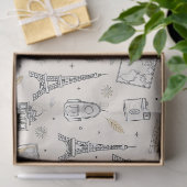 Reis Doodle Naadloos Patroon Tissuepapier (Geschenk)