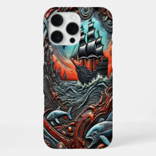 Reis door de levendige oceaan met schip en zeeleve iPhone 16 pro max hoesje