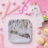 Reis door de wintersneeuw met Kerstmis Papieren Bordje (Feest)