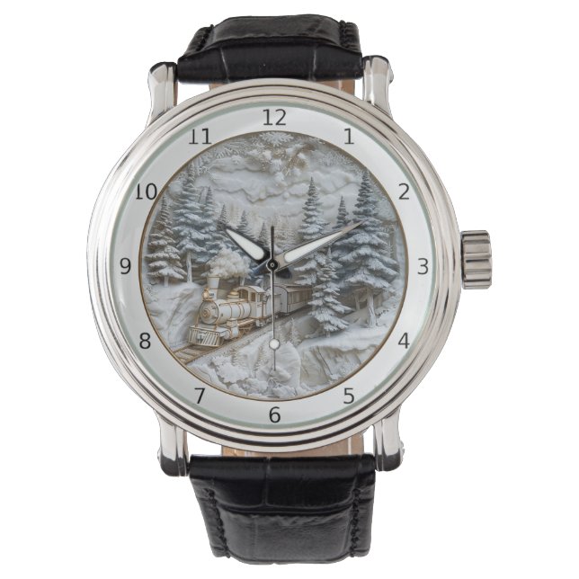 Reis door een winter wonderland.  horloge (Voorkant)