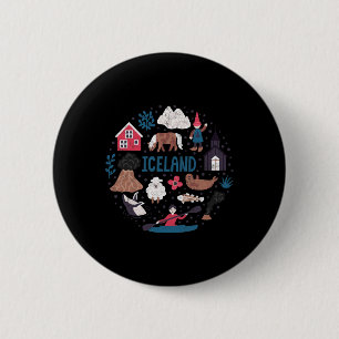 Reis door Europa IJsland Reykjavik Familievakantie Ronde Button 5,7 Cm