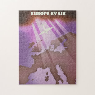 Reis door Europa in vintage stijl reisposter. Legpuzzel
