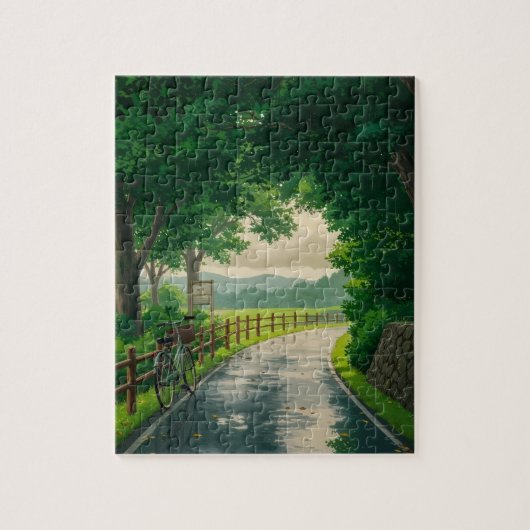 Reis door groene paden-Fietsen Scenery Puzzel (Verticaal)
